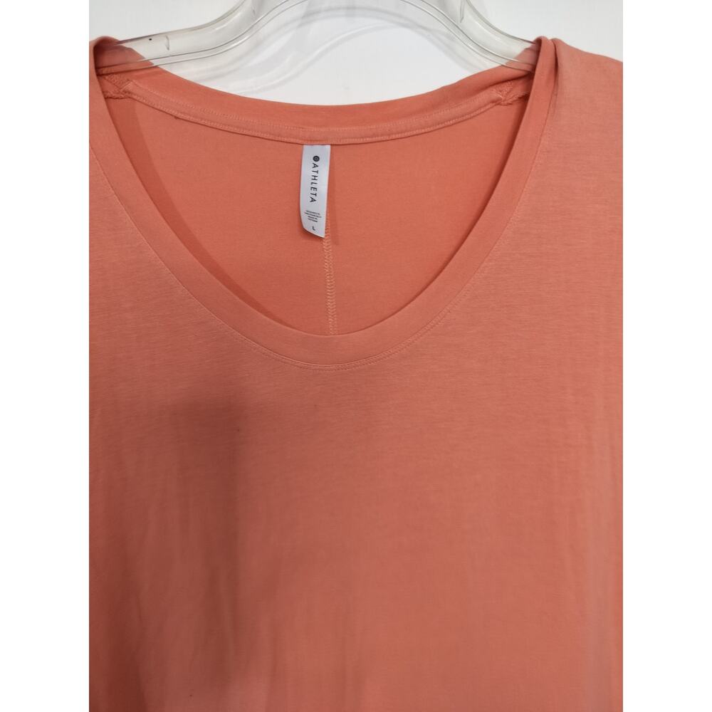 5404) Athleta Coral Cap Sleeve V Neck Relaxed Round Hem Tee Large - Picture 6 of 6